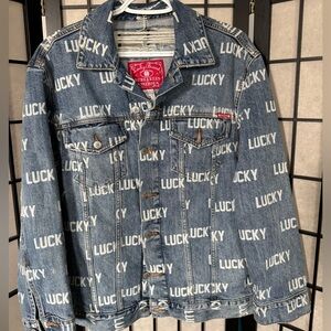 Lucky Brand Blue Denim Jacket with White Print